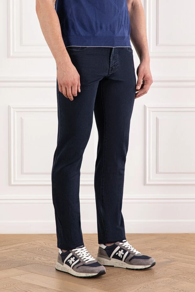 Scissor Scriptor dark blue jeans with branded embroidery on the back pocket 189720 - photo 3
