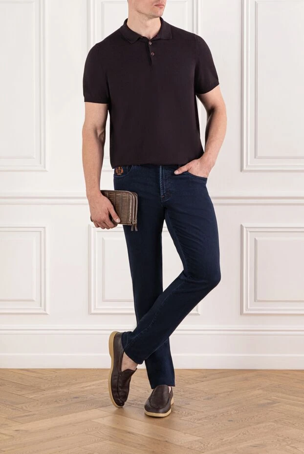 Scissor Scriptor dark blue jeans with contrasting embroidery and orange fittings 189722 - photo 2