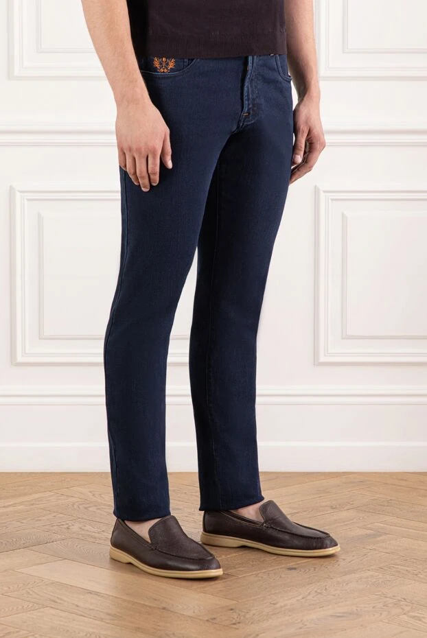 Scissor Scriptor dark blue jeans with contrasting embroidery and orange fittings 189722 - photo 3