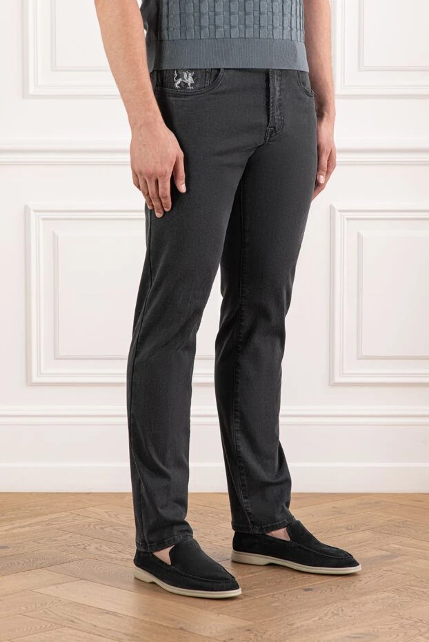 Scissor Scriptor black stretch denim jeans with emblem on the back pocket 189727 - photo 3