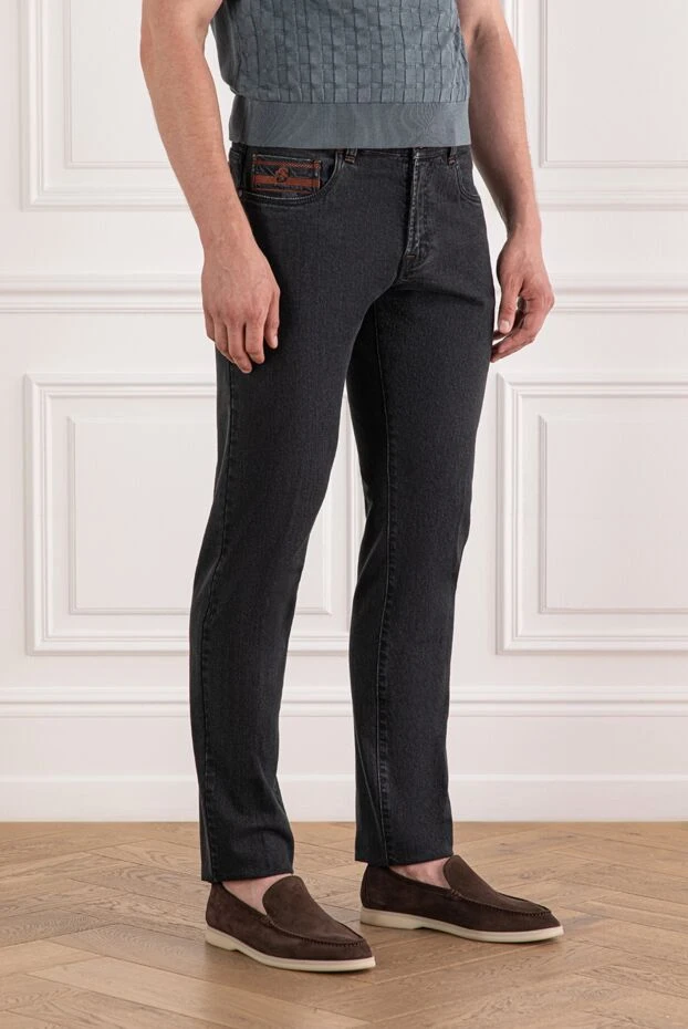 Scissor Scriptor dark grey jeans with designer embroidery and patch on the waist 189735 - photo 3