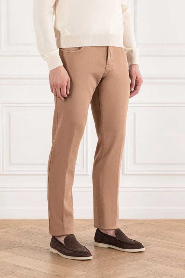 Scissor Scriptor comfortable jeans for every day made of textured beige cotton with a leather label 189737 - photo 3