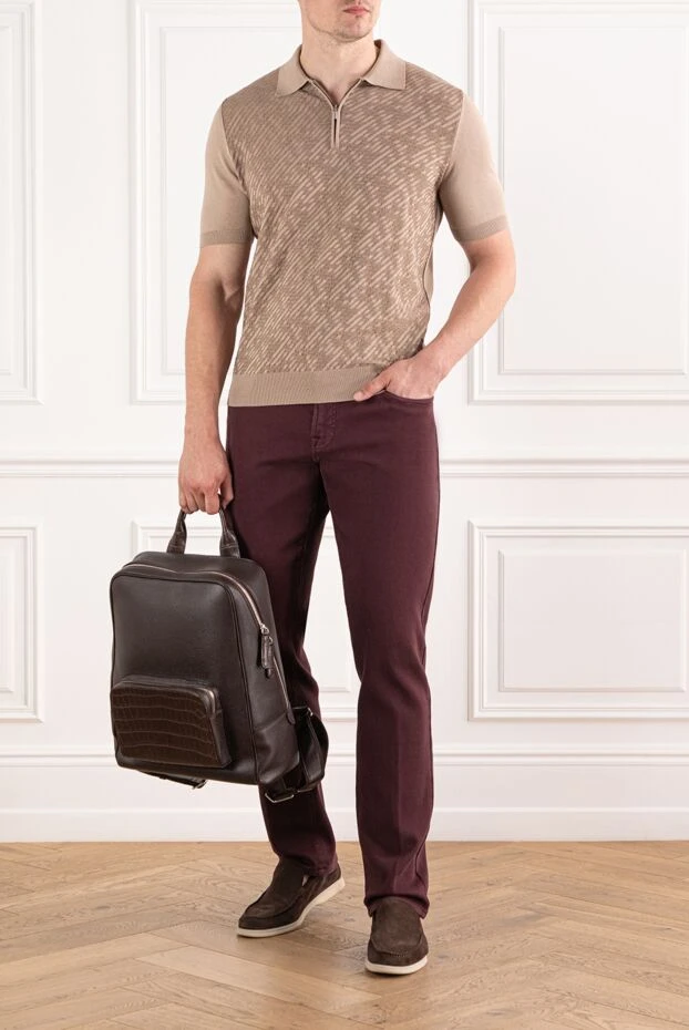 Scissor Scriptor wine-colored men's jeans with branded fittings 189740 - photo 2
