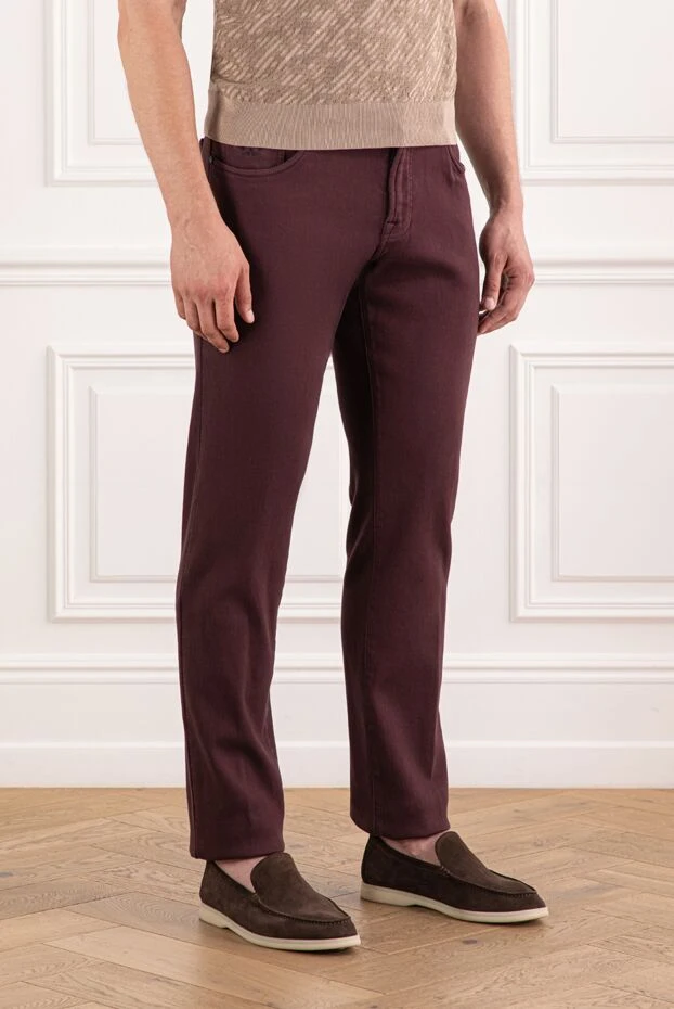 Scissor Scriptor wine-colored men's jeans with branded fittings 189740 - photo 3