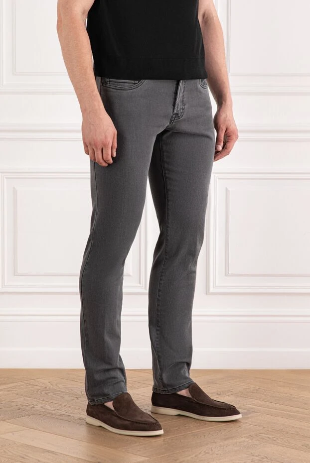 Scissor Scriptor grey jeans with black logo on pockets and mini patch 189747 - photo 3
