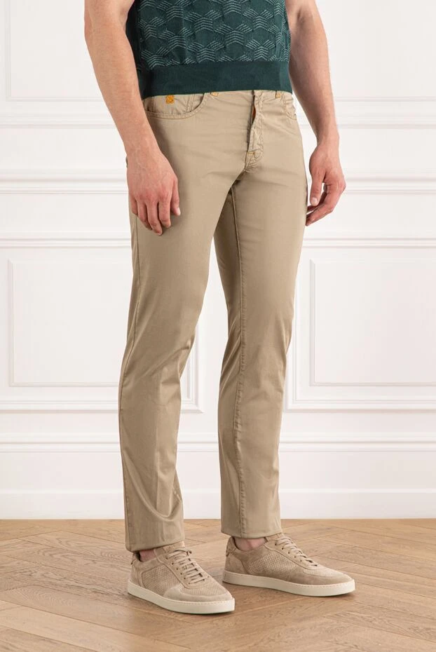 Scissor Scriptor light beige jeans with branded embroidery on the pocket 189753 - photo 3