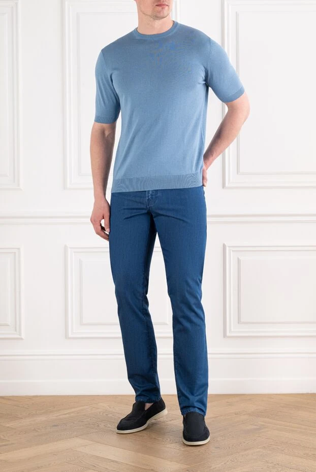 Scissor Scriptor straight leg jeans in deep blue with contrasting white stitching and embroidery 189762 - photo 2
