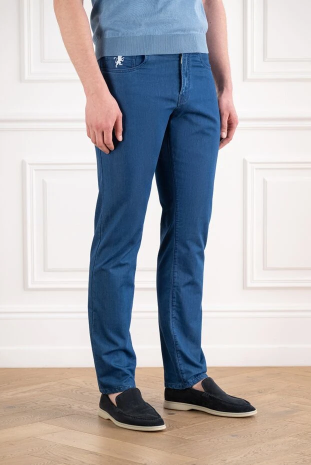 Scissor Scriptor straight leg jeans in deep blue with contrasting white stitching and embroidery 189762 - photo 3