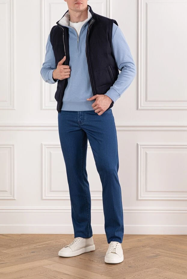 Deep blue jeans with branded button - photo 2