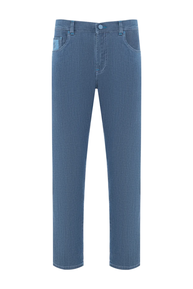 Scissor Scriptor classic blue stretch denim jeans with branded patch 189778 - photo 1