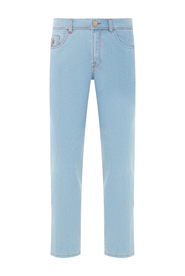 Scissor Scriptor light blue cotton jeans with embroidery and checkered patch 189783 - photo 1
