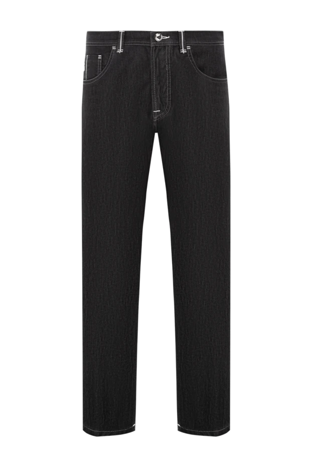 Scissor Scriptor black jeans made of thick denim with contrasting white stitching 189785 - photo 1