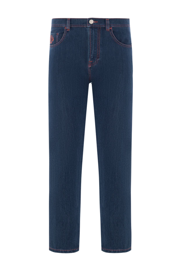 Scissor Scriptor indigo jeans with bright red stitching and branded patch 189788 - photo 1