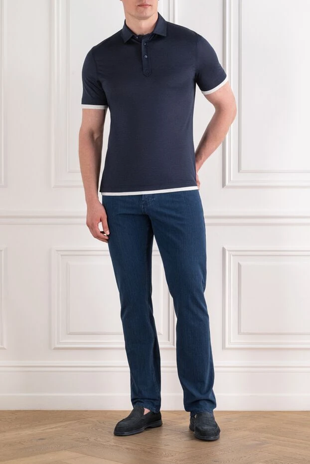 Scissor Scriptor indigo jeans with bright red stitching and branded patch 189788 - photo 2