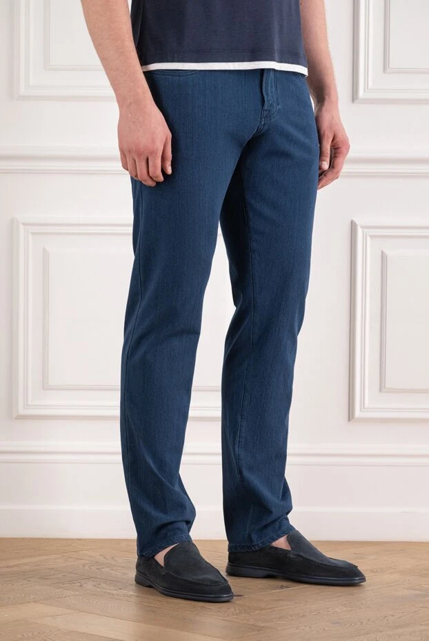 Scissor Scriptor indigo jeans with bright red stitching and branded patch 189788 - photo 3