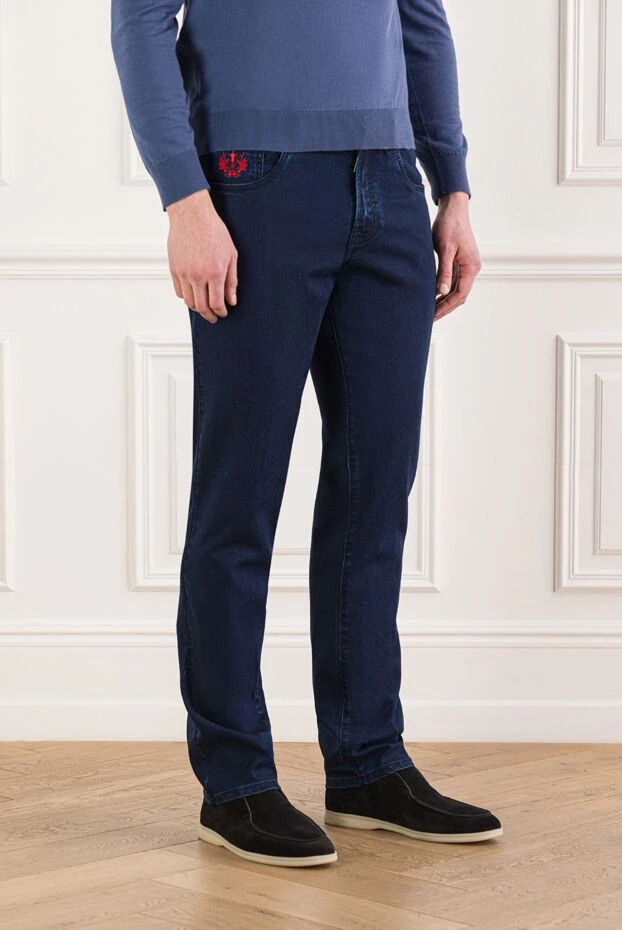 Scissor Scriptor dark blue jeans with contrasting red stitching 189794 - photo 3