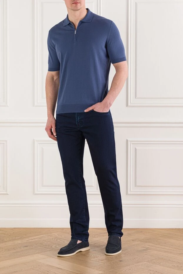 Scissor Scriptor deep blue jeans with scarlet stitching 189796 - photo 2