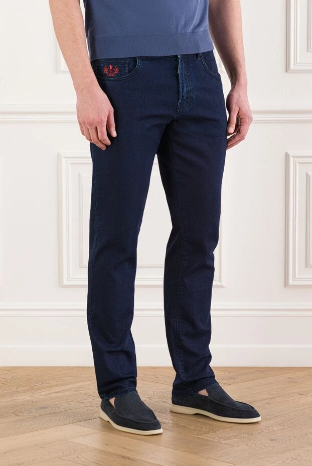 Scissor Scriptor deep blue jeans with scarlet stitching 189796 - photo 3