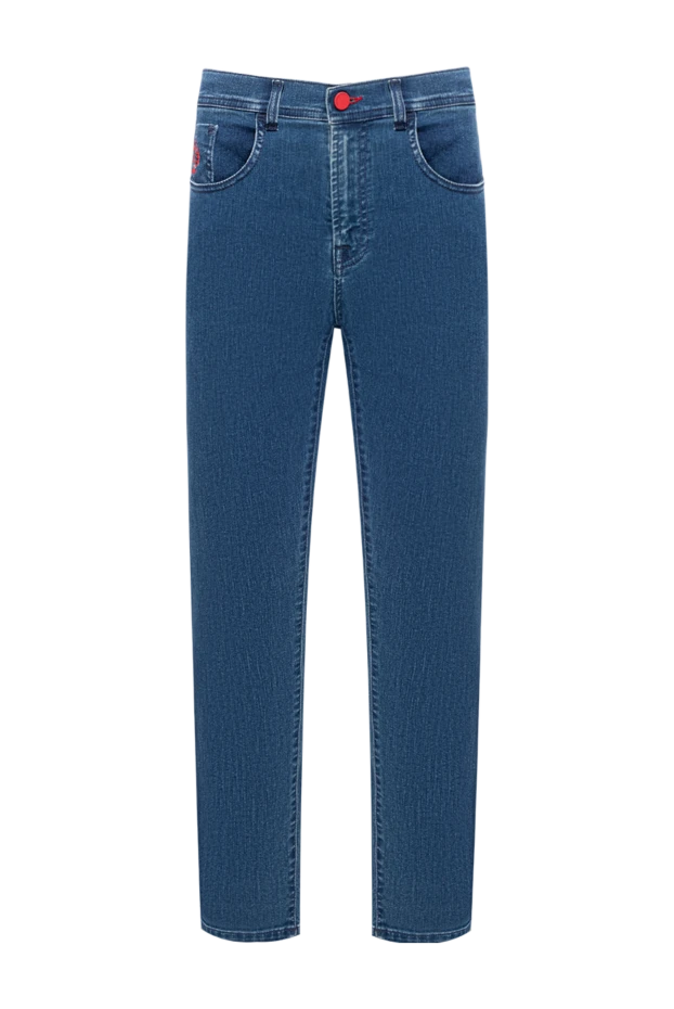 Blue jeans with decorative red stitching - photo 1