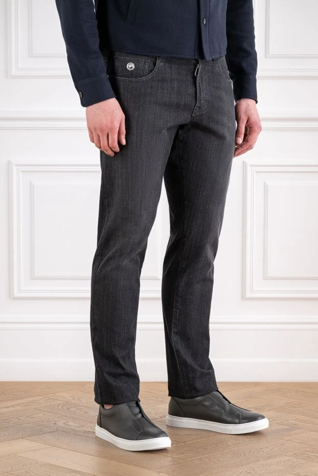 Scissor Scriptor black jeans with white double stitching and brand patch 189804 - photo 3