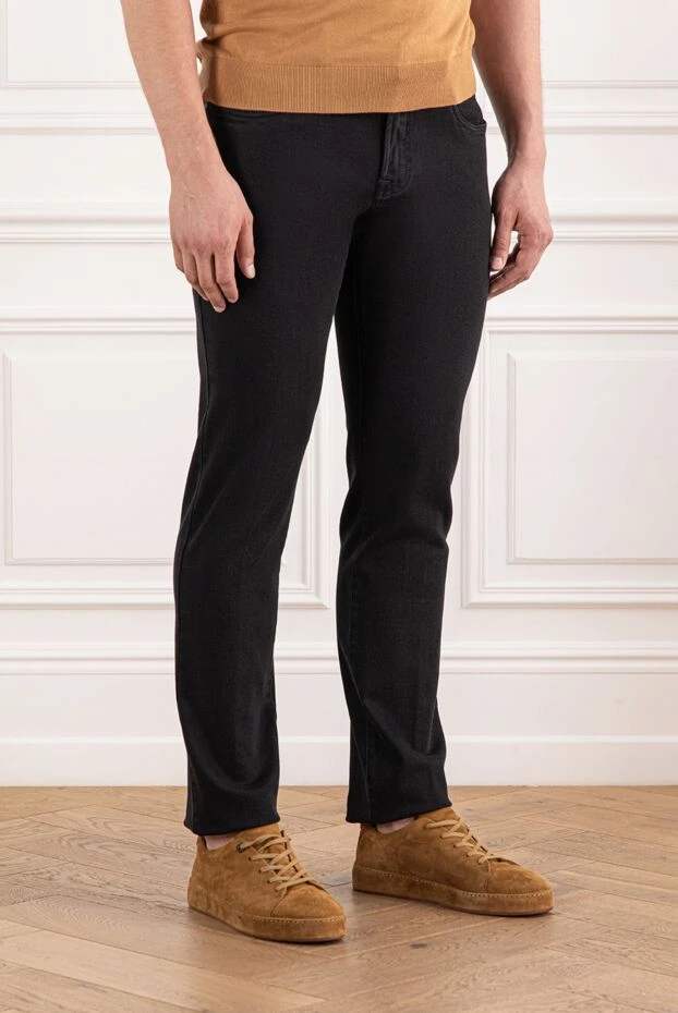 Scissor Scriptor black cotton denim jeans with purple embroidery on the back pockets 189807 - photo 3