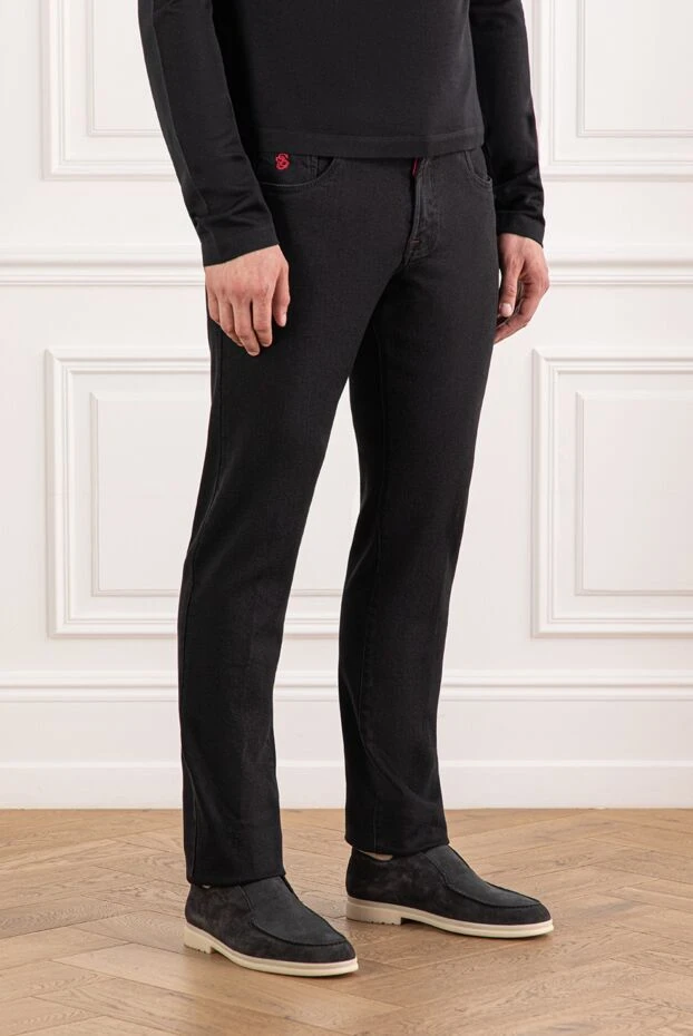 Scissor Scriptor men's jeans in black with red trim and embroidery on the mini pocket 189808 - photo 3