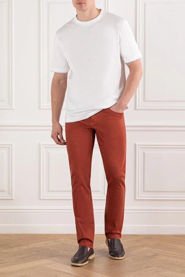Scissor Scriptor bright jeans in a warm brick color with embroidery on the pocket 189811 - photo 2