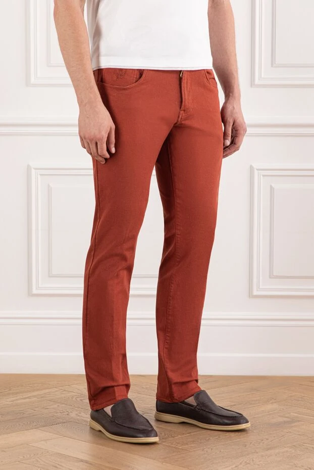 Scissor Scriptor bright jeans in a warm brick color with embroidery on the pocket 189811 - photo 3