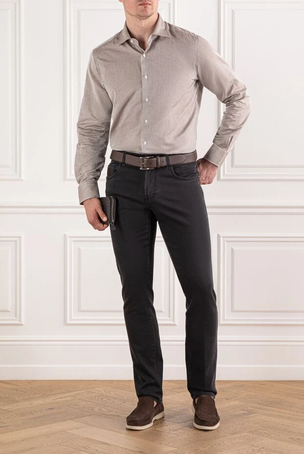 Scissor Scriptor black men's jeans made of stretch denim with branded trim 189812 - photo 2