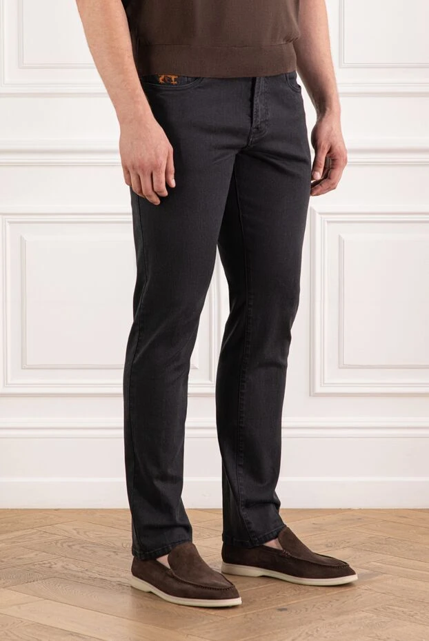Scissor Scriptor tapered black jeans with orange embroidery and embossed crest 189813 - photo 3