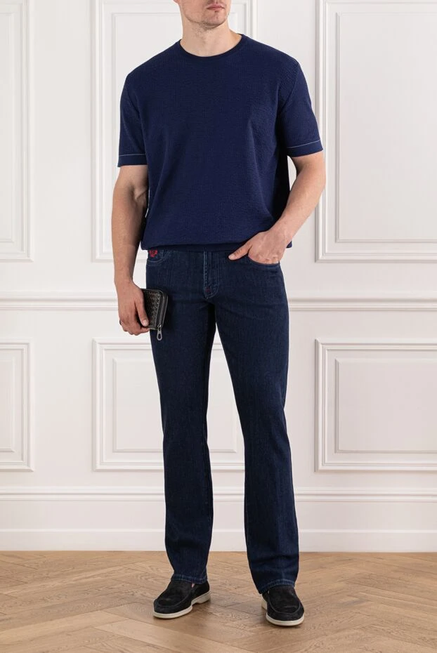 Scissor Scriptor dark blue jeans with red embroidery and suede label 189814 - photo 2