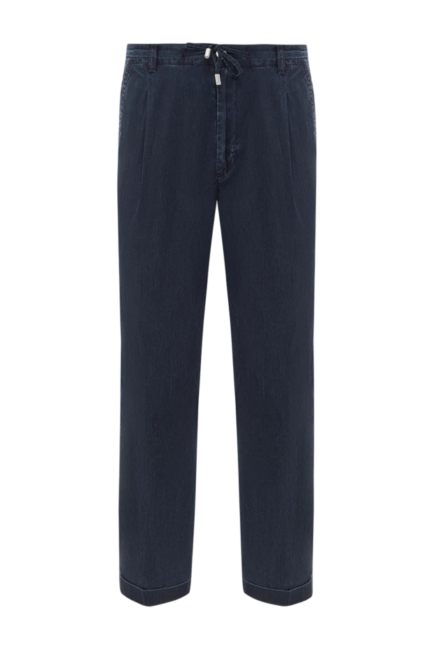 Scissor Scriptor dark blue cotton trousers with drawstring waistband and back flaps 189831 - photo 1