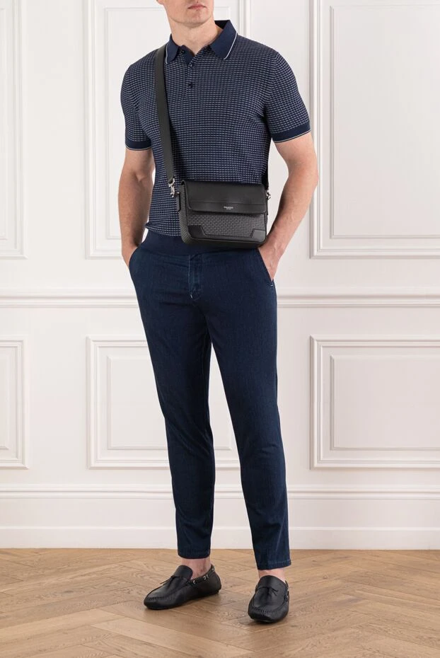 Scissor Scriptor men's blue jeans with drawstring and straight cut made of lightweight fabric 189852 - photo 2