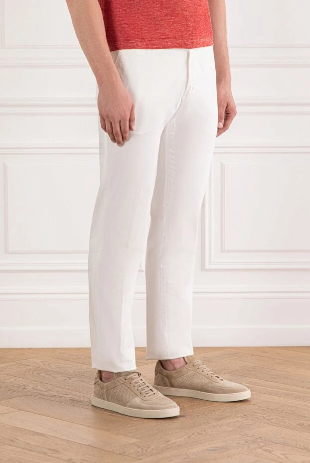 Scissor Scriptor прямые мужские брюки из эластичного хлопка в классическом белом цвете 189890 - фото 3