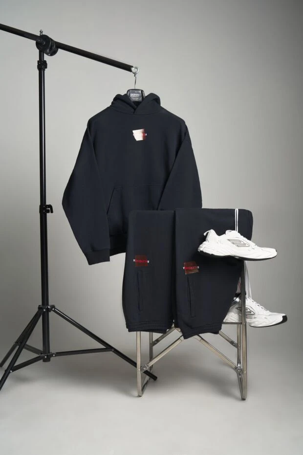 Balenciaga костюм чоловічий жіноча толстовка з проклеєною спинкою з брюками чорний 189930 - фото 3