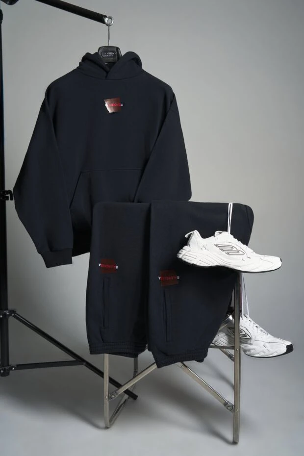 Balenciaga костюм чоловічий жіноча толстовка з проклеєною спинкою з брюками чорний 189930 - фото 2