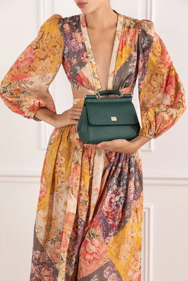 Dolce & Gabbana сумка sicily середнього розміру з короткою ручкою зелена 189939 - фото 2