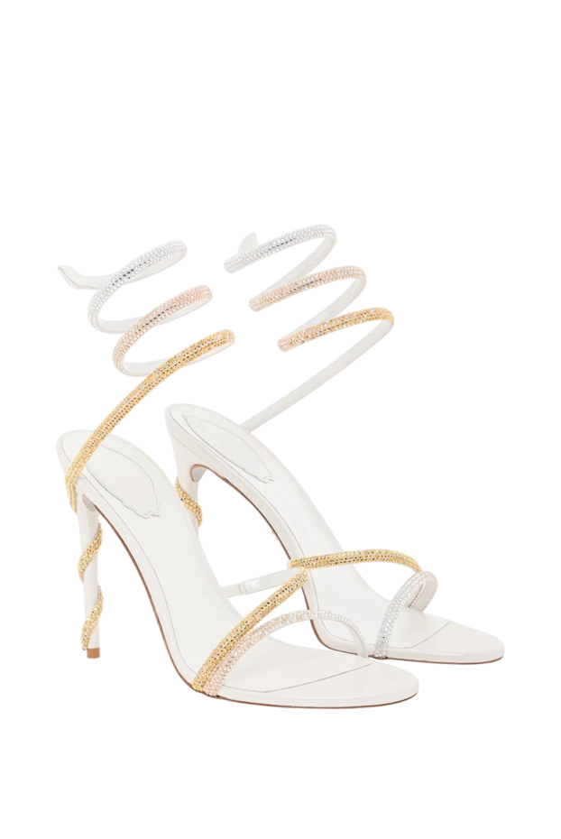 Rene Caovilla margot plateau white sandals with gold and silver crystals 189944 - photo 3