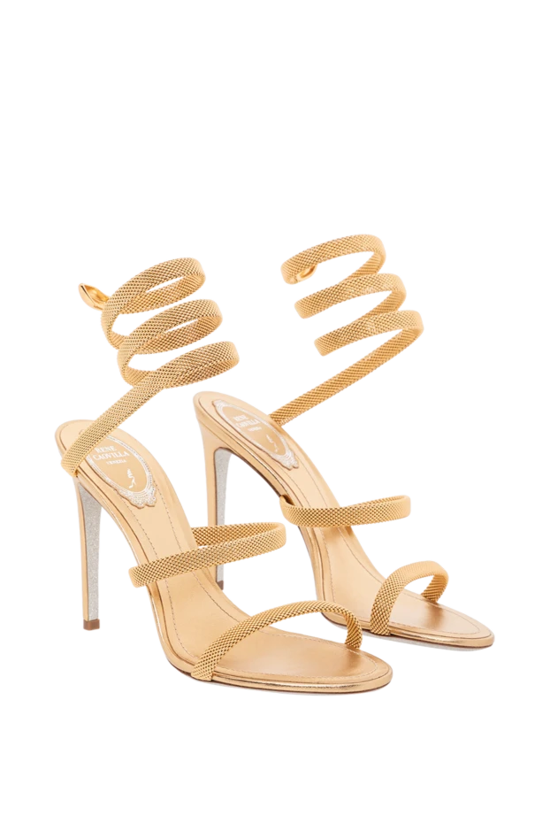 Rene Caovilla gold toned crystal spiral strap sandals 189946 - photo 3