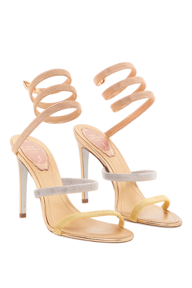 Rene Caovilla stiletto heel sandals with gold and silver weave and spiral lacing 189947 - photo 2