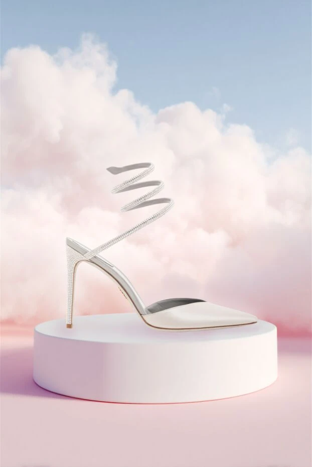 Rene Caovilla satin sandals with glitter spiral ankle strap 189949 - photo 2