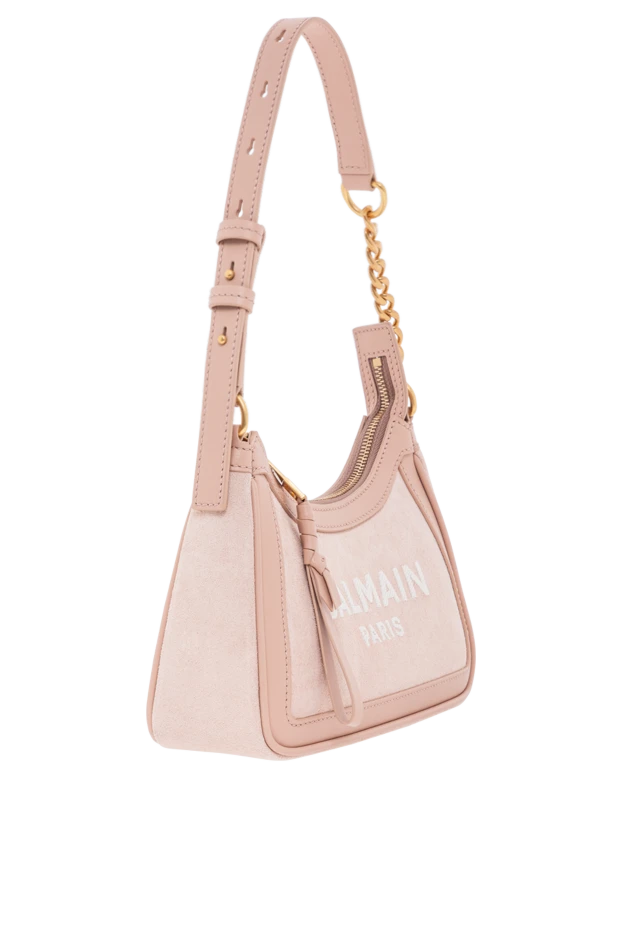 Balmain b-army canvas suede bag with leather inserts pink women 189954 - photo 3