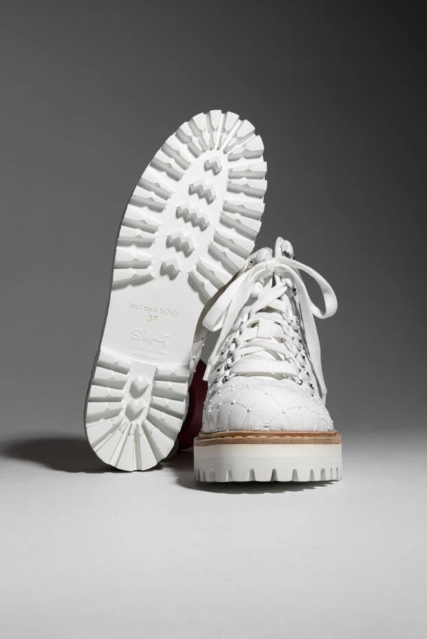 Le Silla хайкери білі стьобані з кристалами з натуральної шкіри жіночі 189969 - фото 2