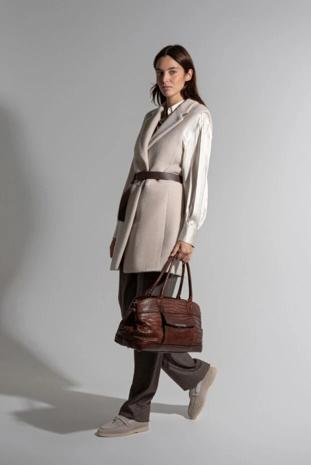 Le Silla бежеві замшеві яхт-лофери з підкладкою з овчини 189972 - фото 2