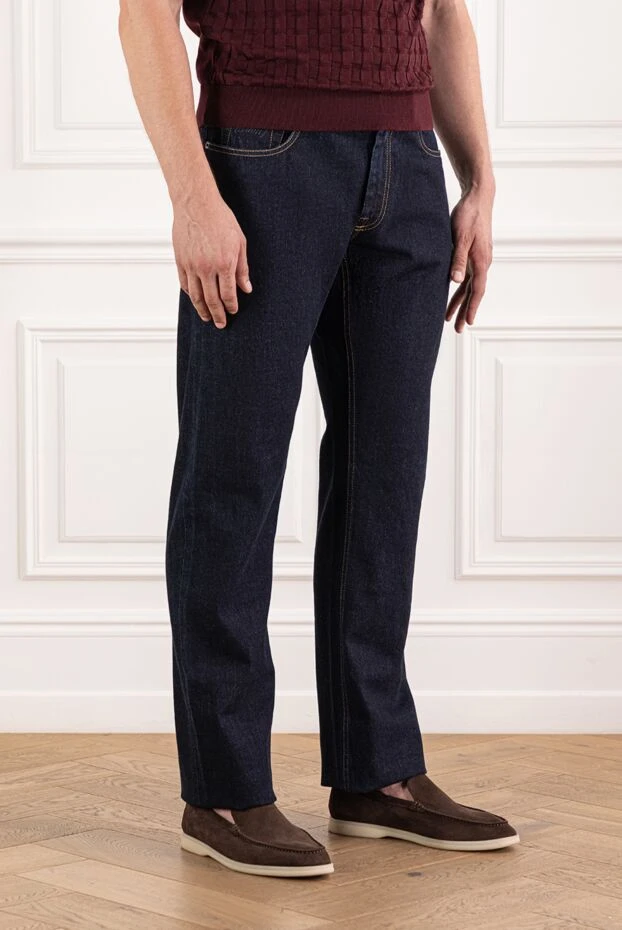 Brioni men's jeans made of thick denim with a high waist and textured stitching 189977 - photo 3