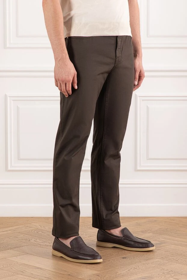 Brioni dark brown jeans made of heavy cotton with a button and zip fastening 189986 - photo 3
