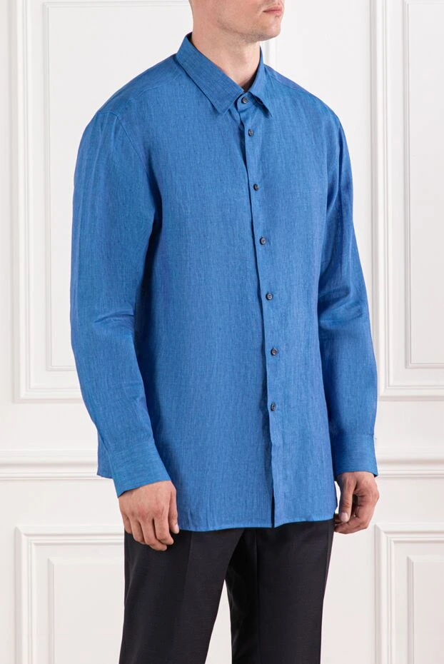 Brioni deep blue linen shirt 190001 - photo 3