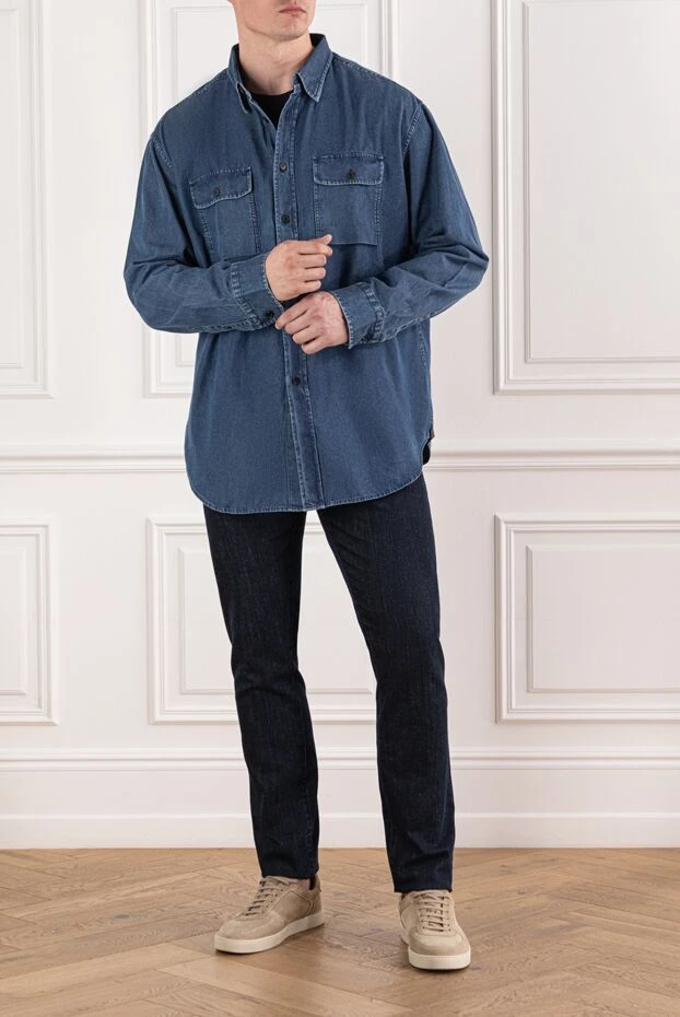 Brioni denim style shirt made of thick cotton with patch pockets 195688 - photo 2