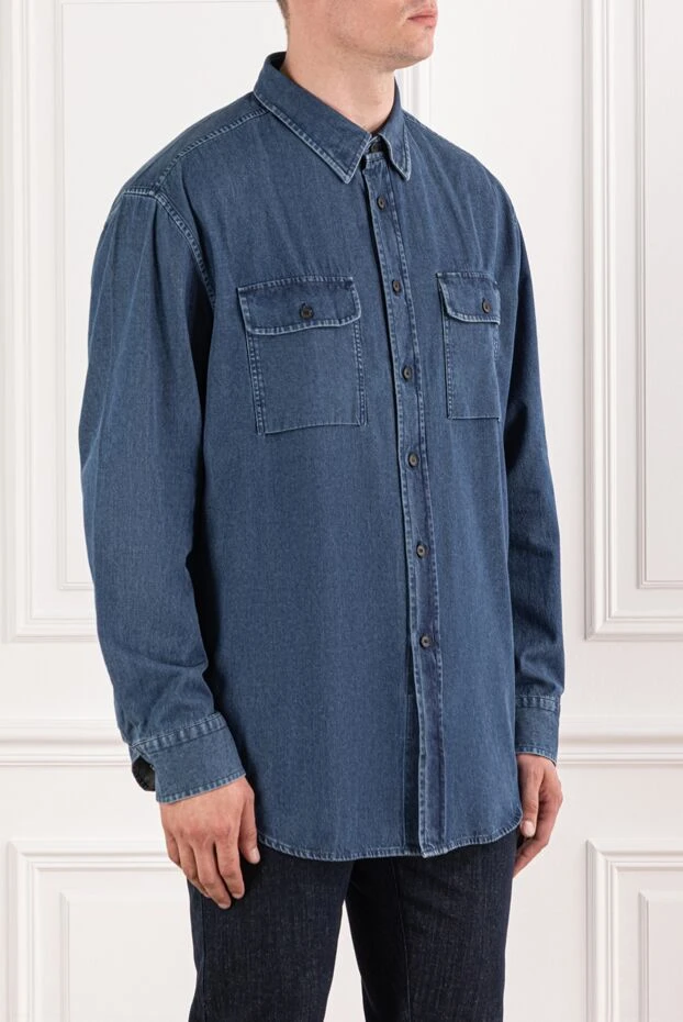 Brioni denim style shirt made of thick cotton with patch pockets 195688 - photo 3