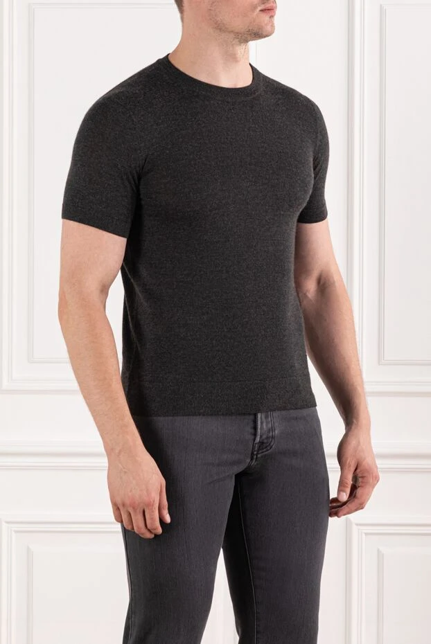 Brioni джемпер з кашеміру та шовку з коротким рукавом у графітовому кольорі. 190054 - фото 3